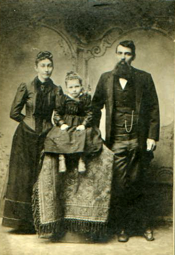 Jimmy and Matilda Blythe Wiley with niece Olive May Wiley, about 1890
