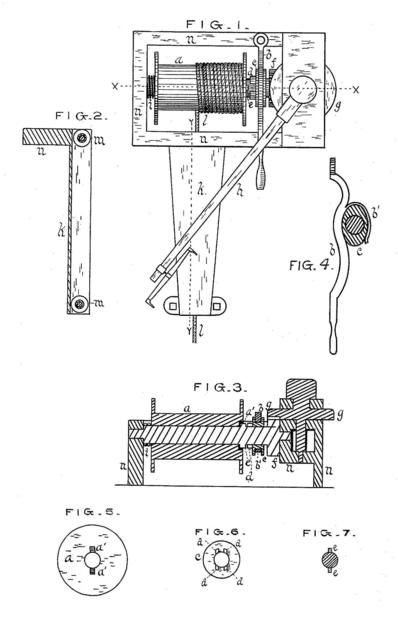 Patent diagram: 1884 Porter Capstan and Lifting Power