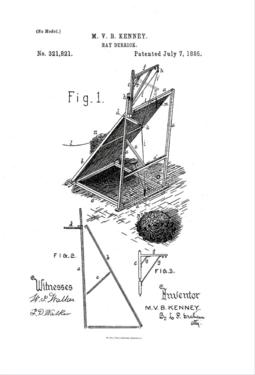 Patent diagram: 1885 Kenney Hay Derrick