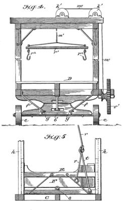 Patent diagrams 4 and 5: 1896 McCarthy and Whmhoff Elevator